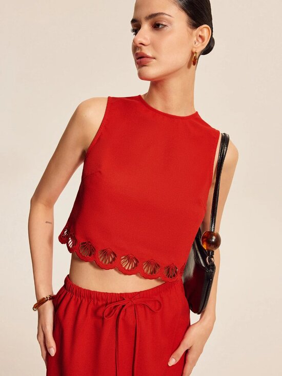 Commense Dresses & Skirts - Cotton & Linen Scalloped Trim Skirt Set - Commense